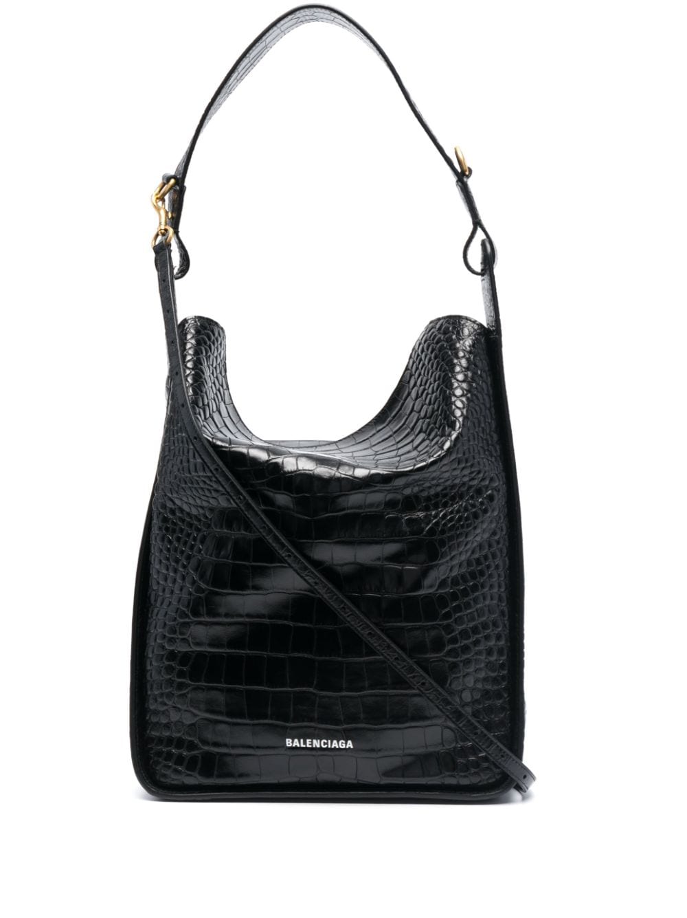 Ba*len*cia*ga xx flap crocodile embossed leather shoulder bag