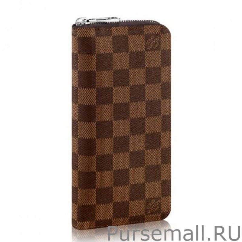 Zippy Wallet Vertical Damier Ebene Canvas N61207