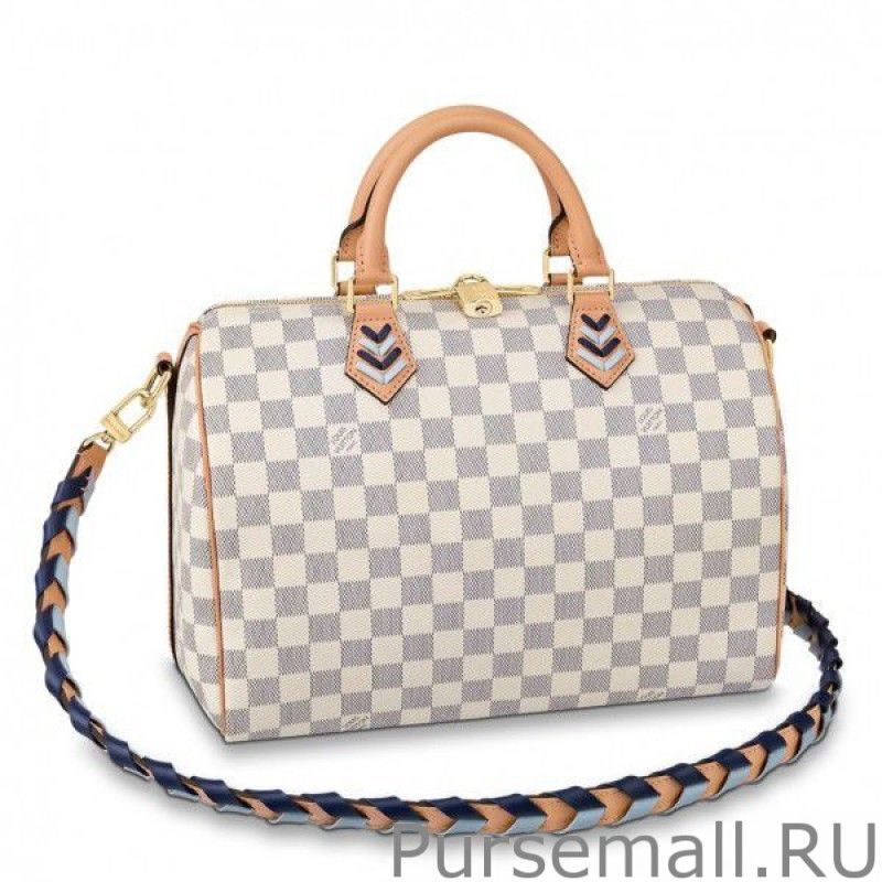 Damier Azur Speedy Bandouliee 30 With Braided Strap N50054
