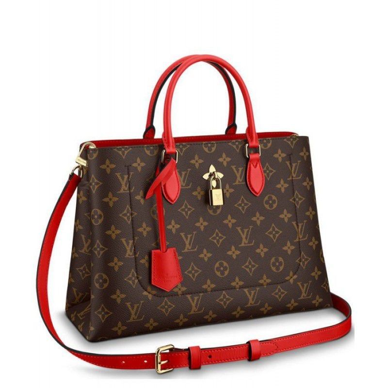 Flower Tote Monogram Canvas M43553 Red