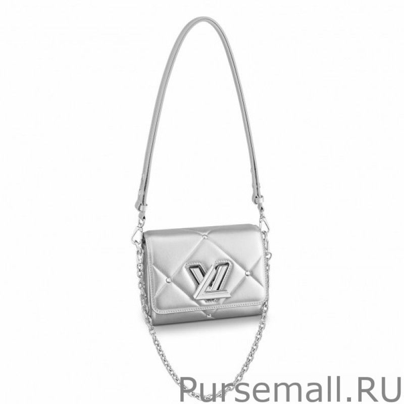 Twist PM Bag In Silver Lambskin M59031
