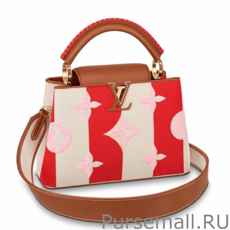Capucines BB Bag In Striped Canvas M57734