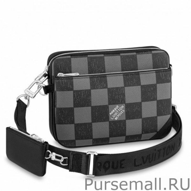 Trio Messenger Bag Damier Leather N80401