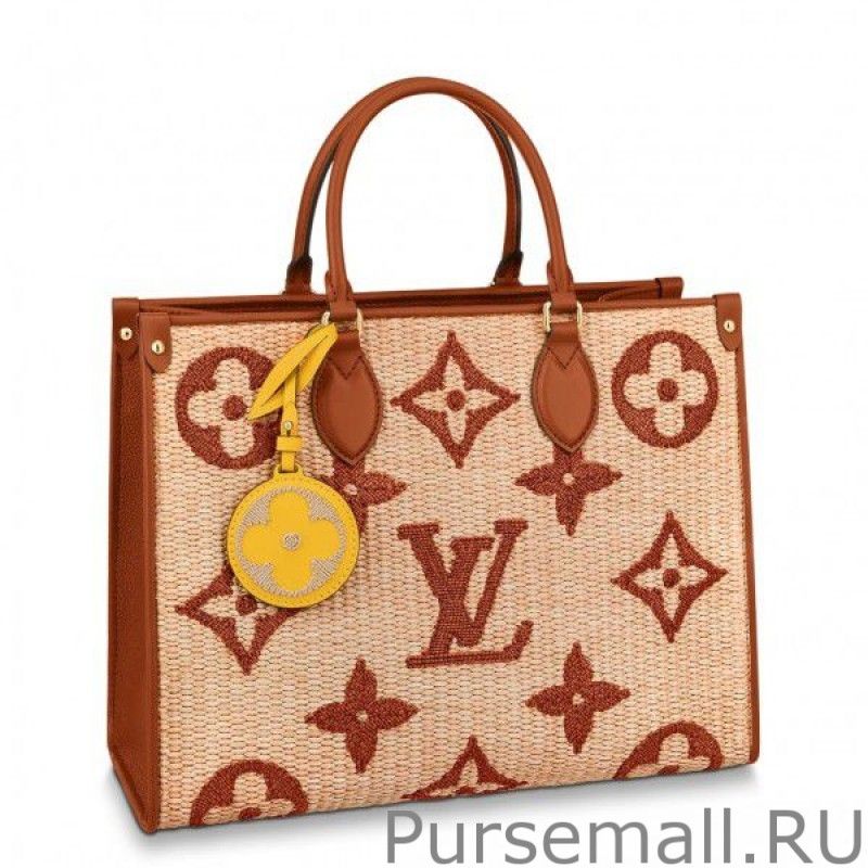 OnTheGo MM Bag In Raffia With Brown M57707