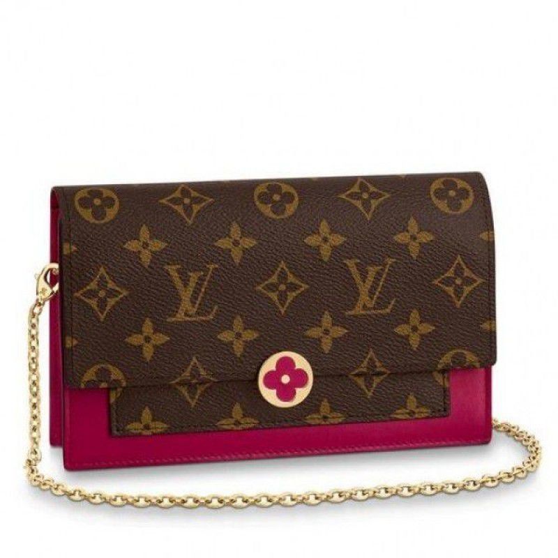 Flore Chain Wallet Monogram Canvas M67404 Red