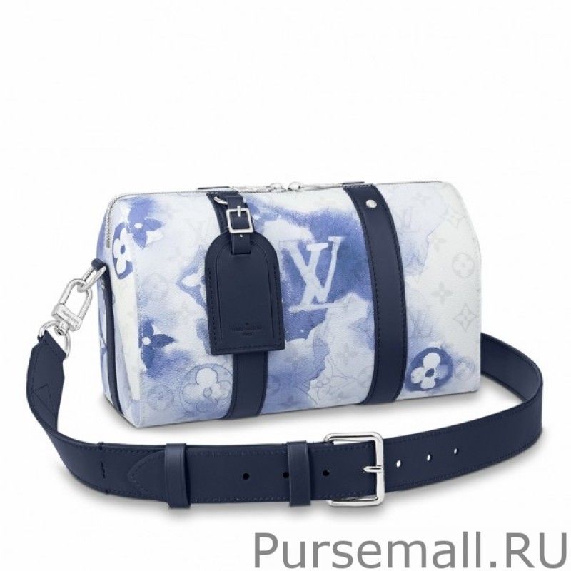 City Keepall Bag Monogram Watercolor Blue M45757