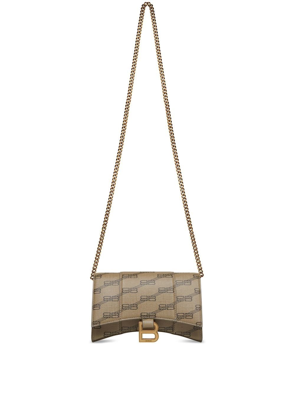 Ba*len*cia*ga hourglass bb-monogram wallet with chain