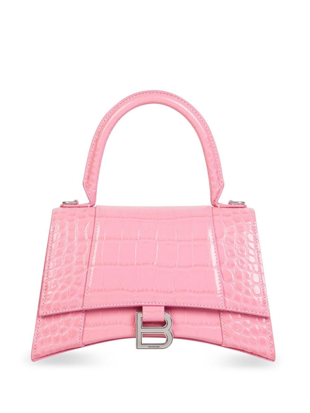 Ba*len*cia*ga hourglass crocodile-embossed small handbag