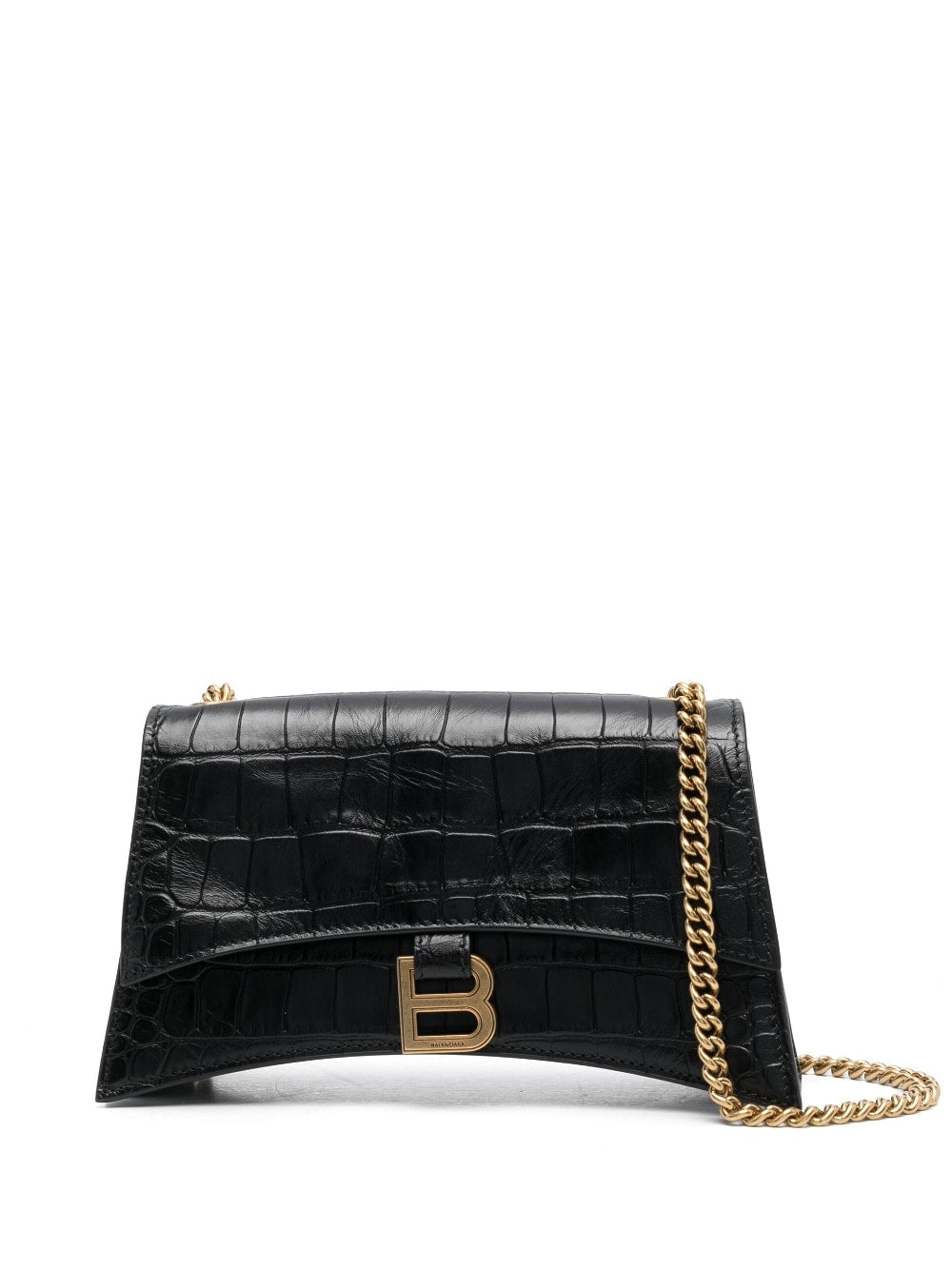 Ba*len*cia*ga crush crocodile-embossed shoulder bag