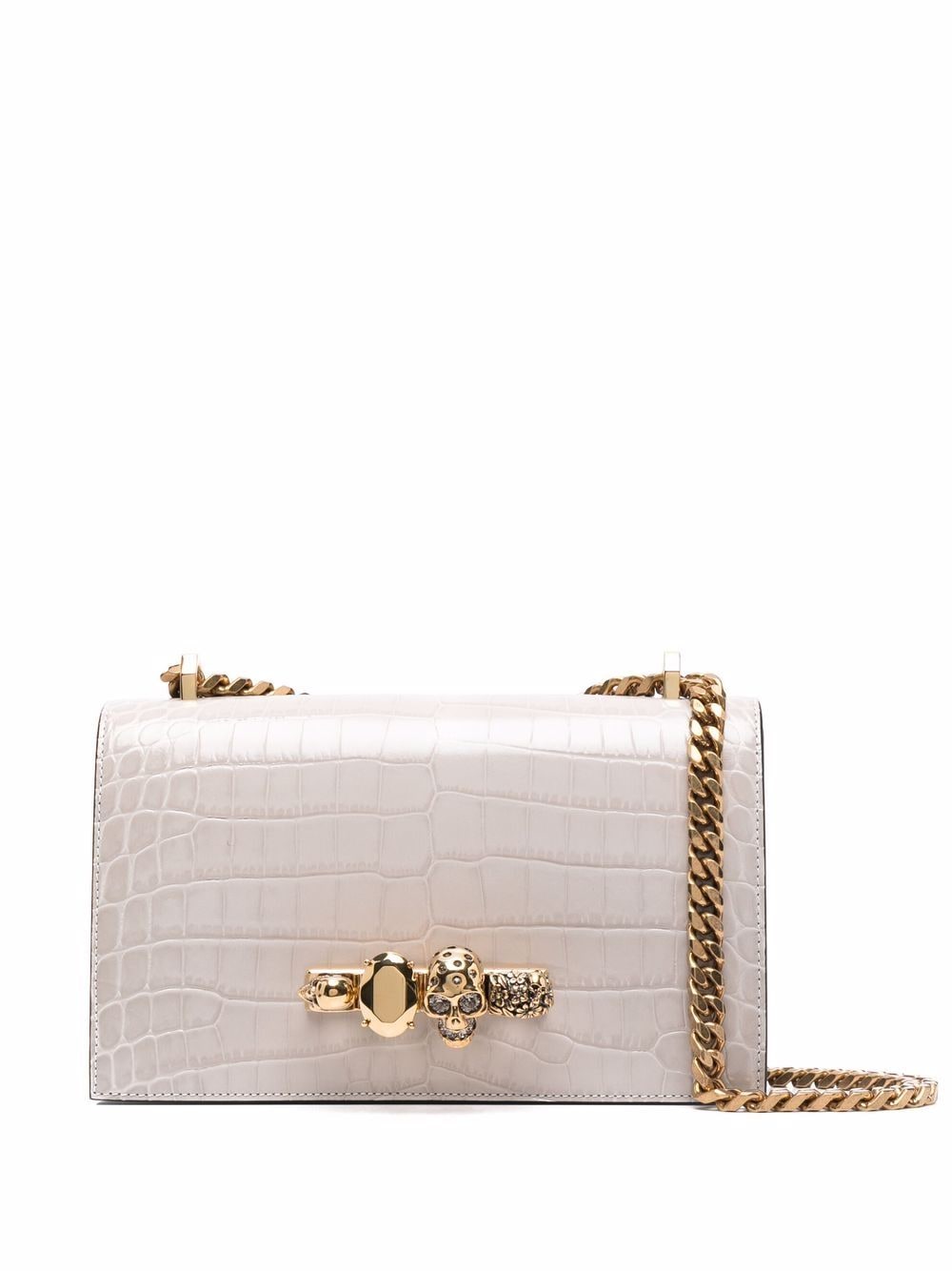 Alexander McQueen Jewelled crocodile-effect crossbody bag