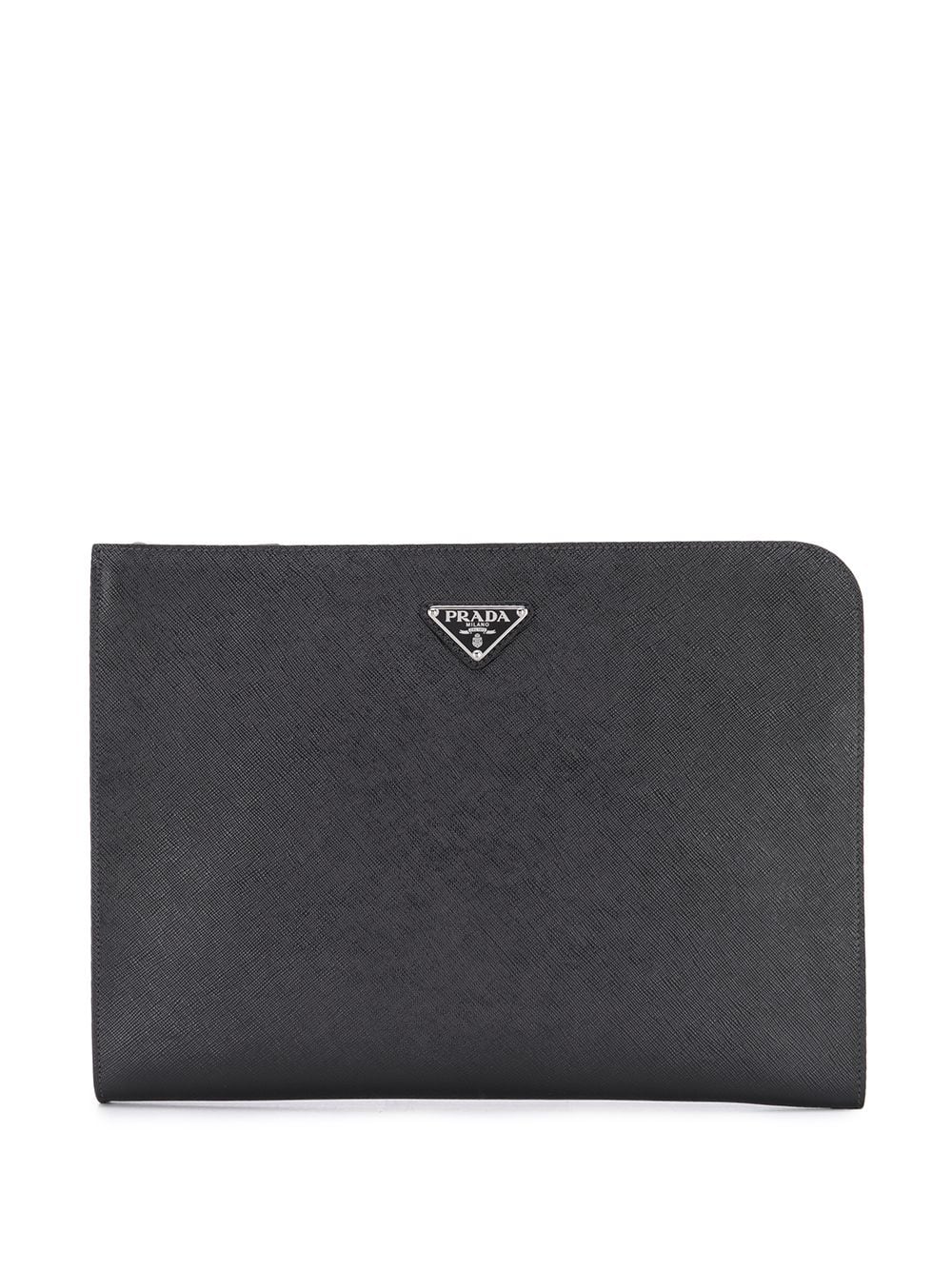 Pra*a triangular enamelled logo clutch