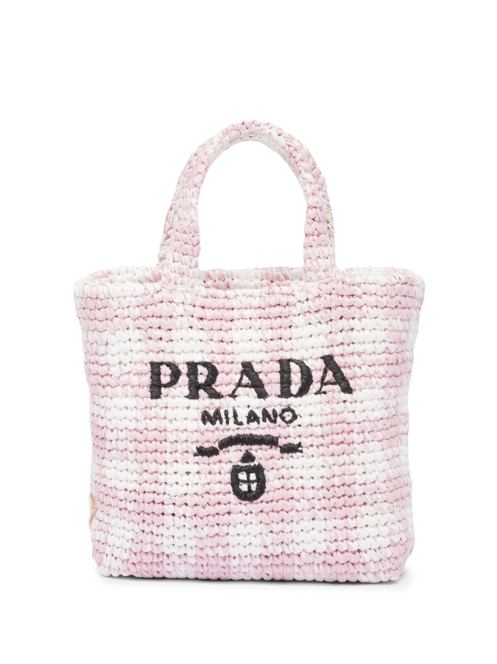 Pra*a logo-knit gingham tote bag