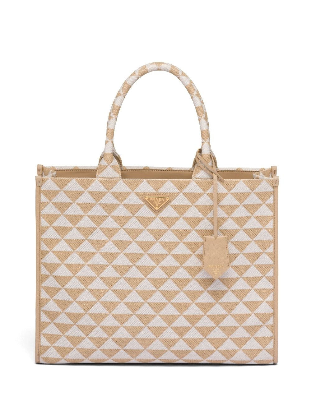 Pra*a large symbole embroidered tote bag