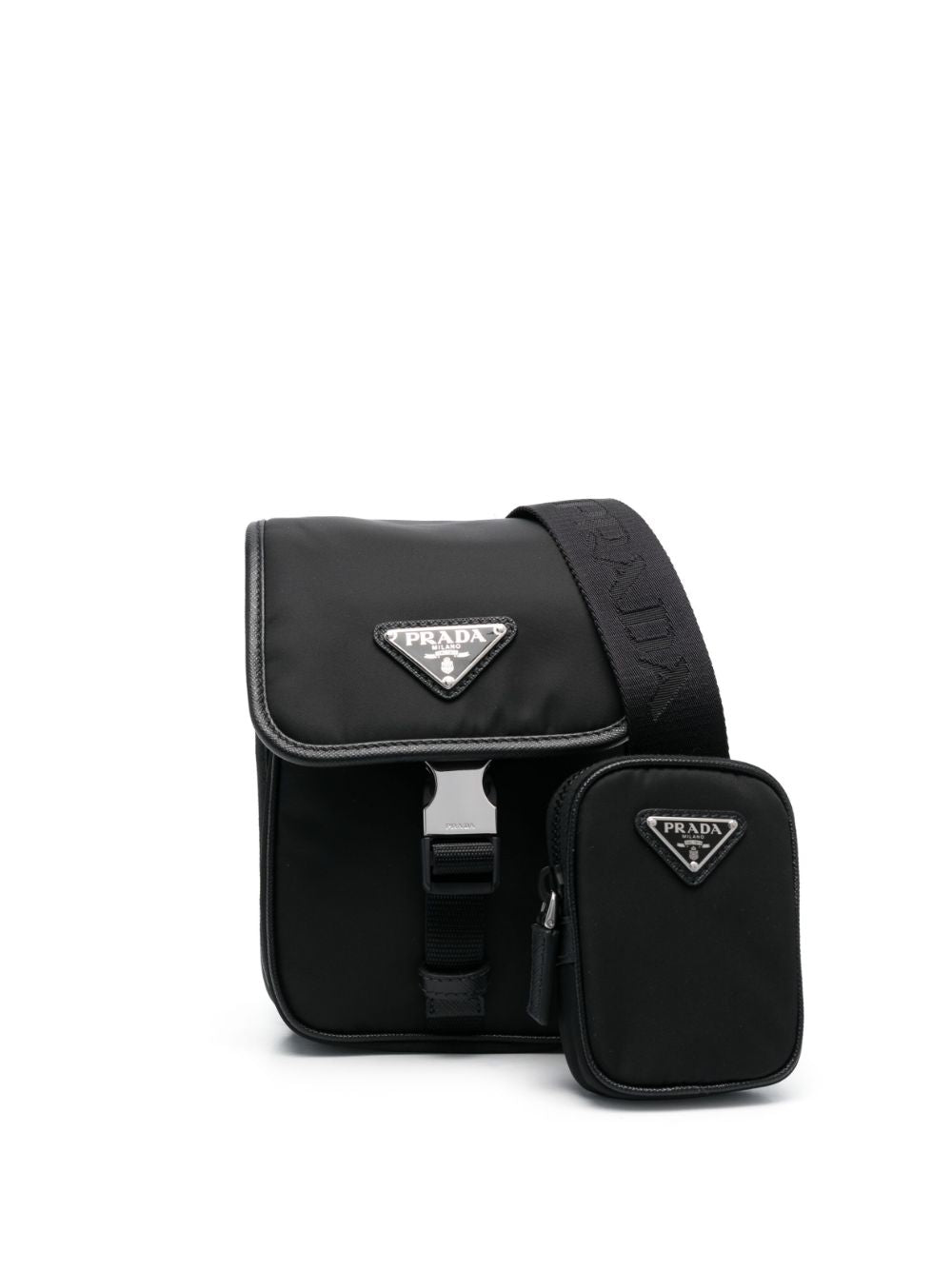 Pra*a re-nylon logo-plaque messenger bag