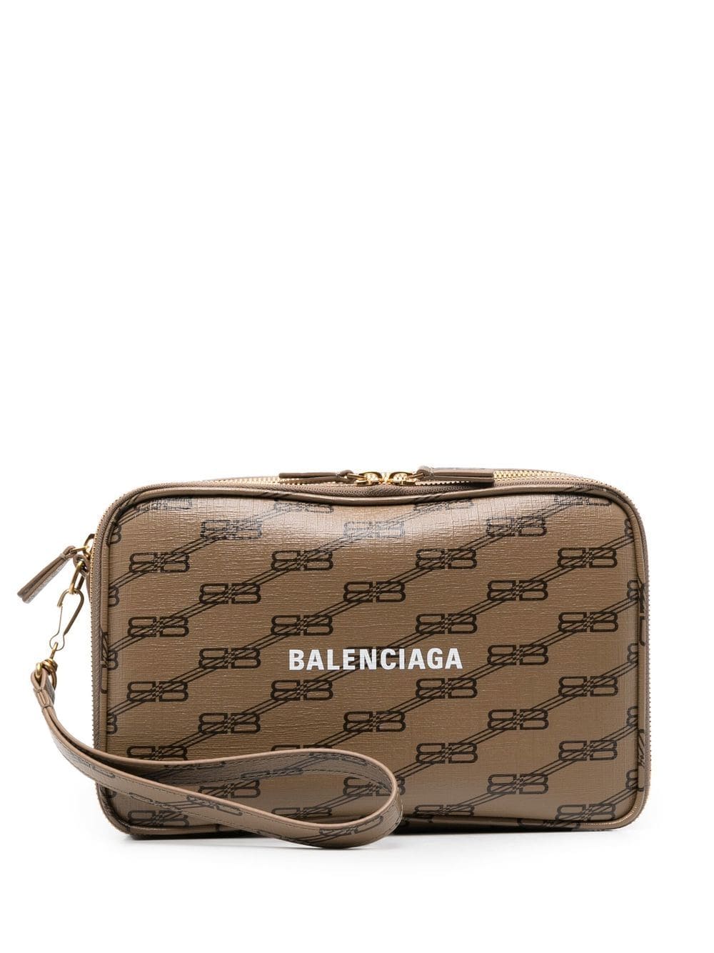 Ba*len*cia*ga bb-print leather clutch bag