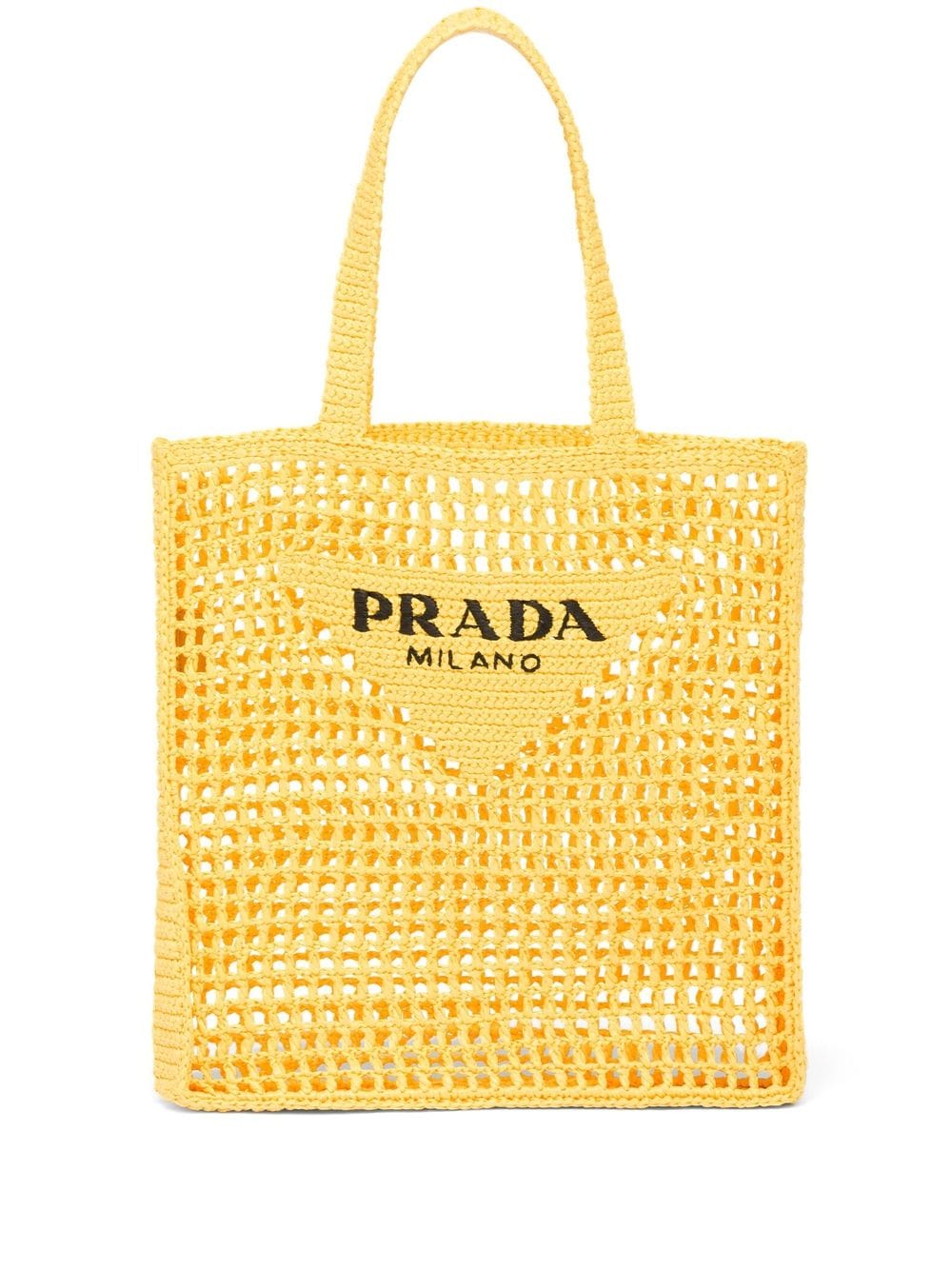 Pra*a woven-logo raffia tote bag