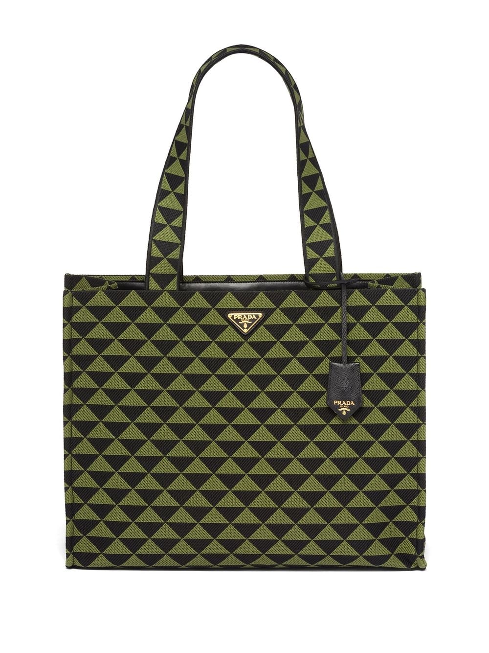 Pra*a large symbole embroidered tote bag