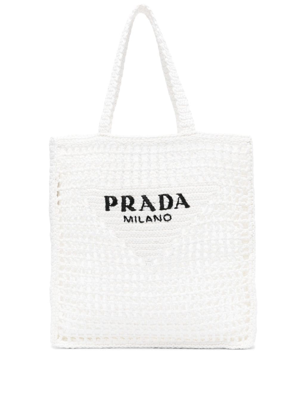 Pra*a logo-embroidered crochet tote bag