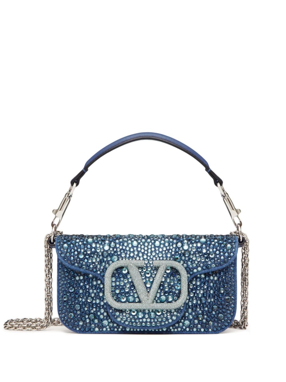 Valentino Garavani small Locò embellished denim shoulder bag