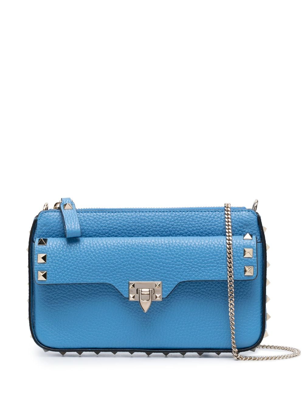 Valentino Garavani Rockstud-embellished textured-leather clutch bag