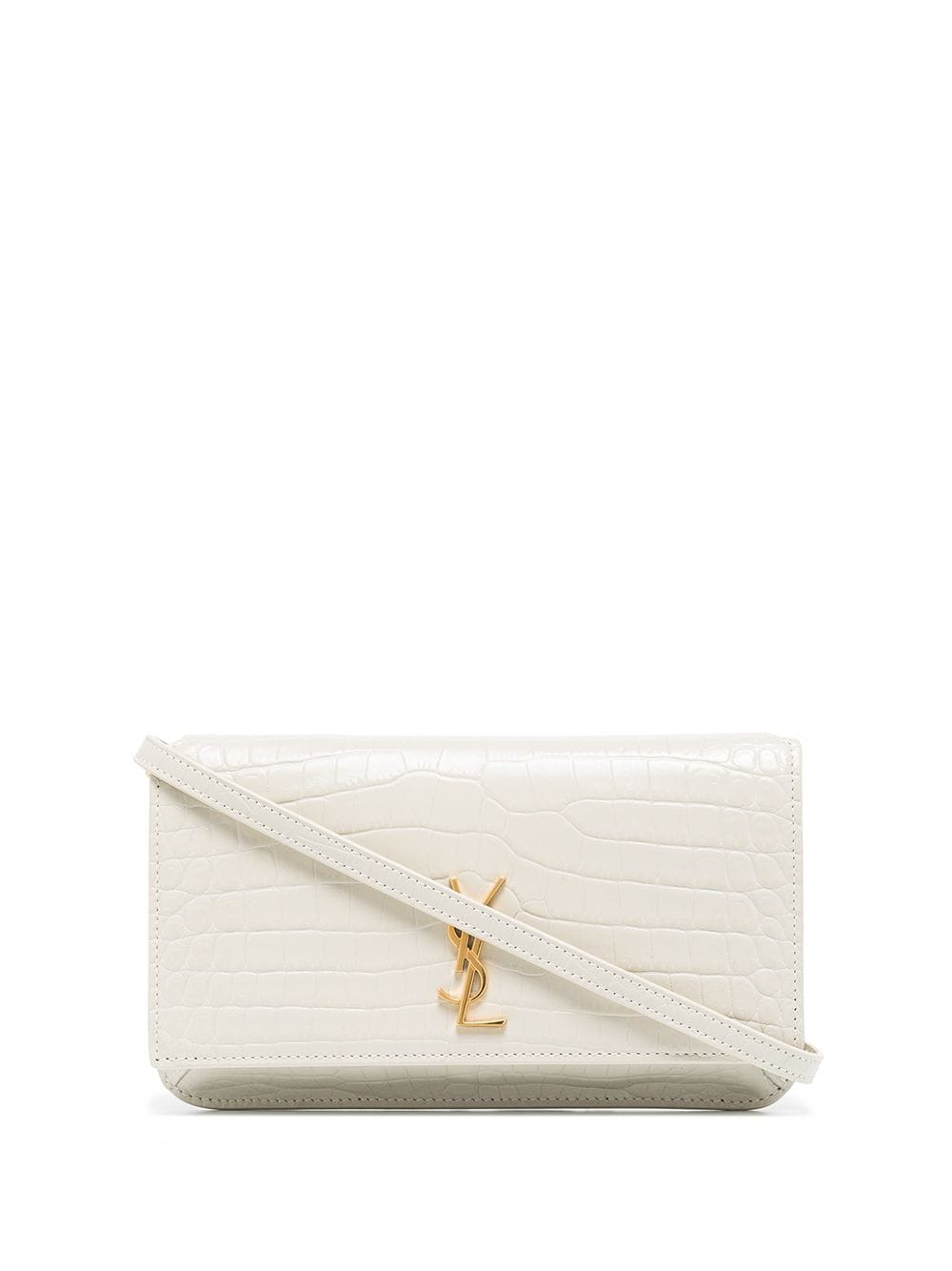 Saint Laurent monogram croc-effect phone holder