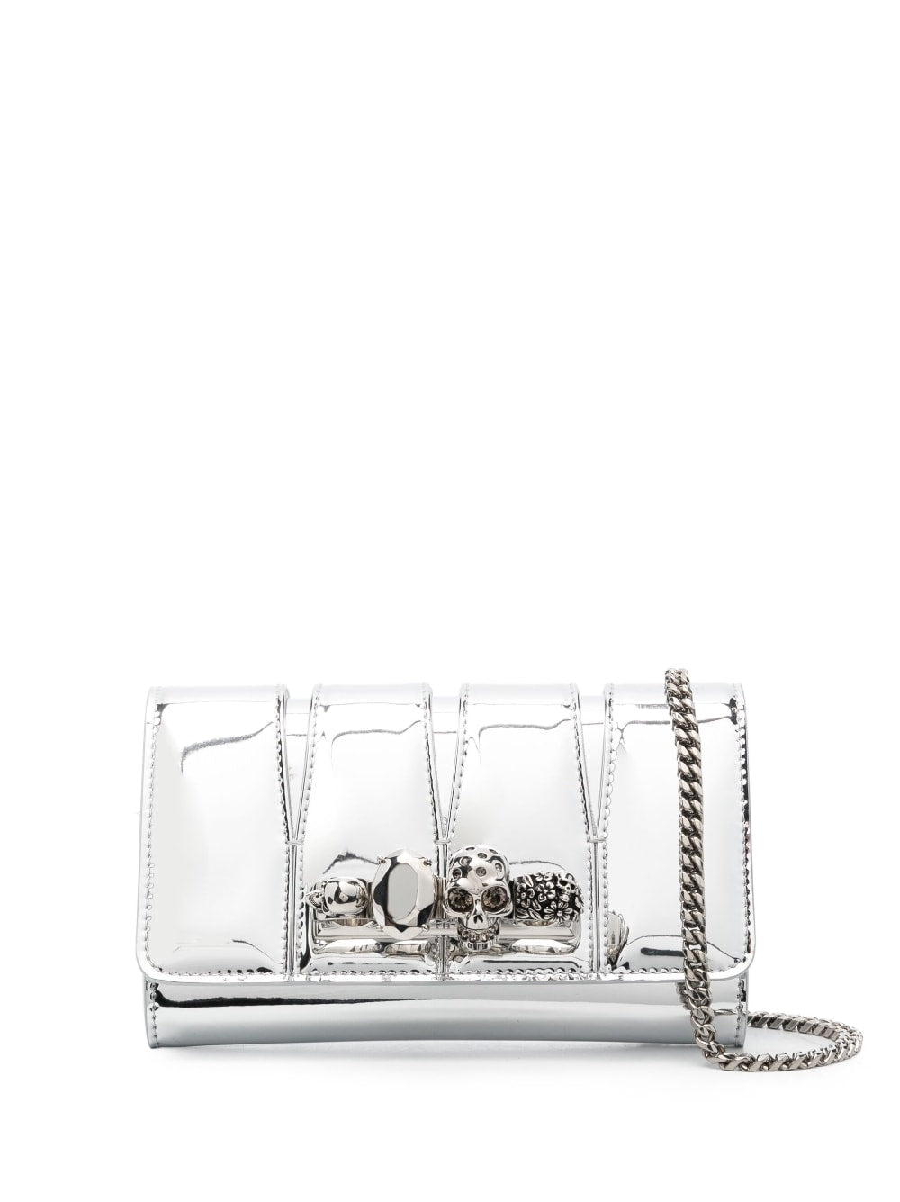 Alexander McQueen Four-Ring patent finish clutch bag