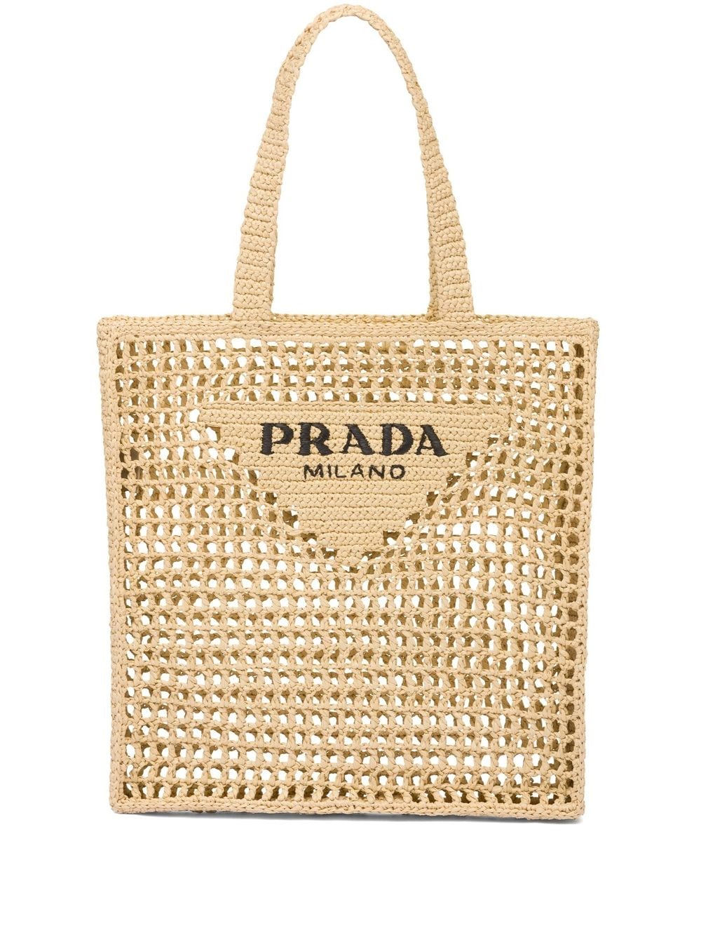 Pra*a woven-logo raffia tote bag