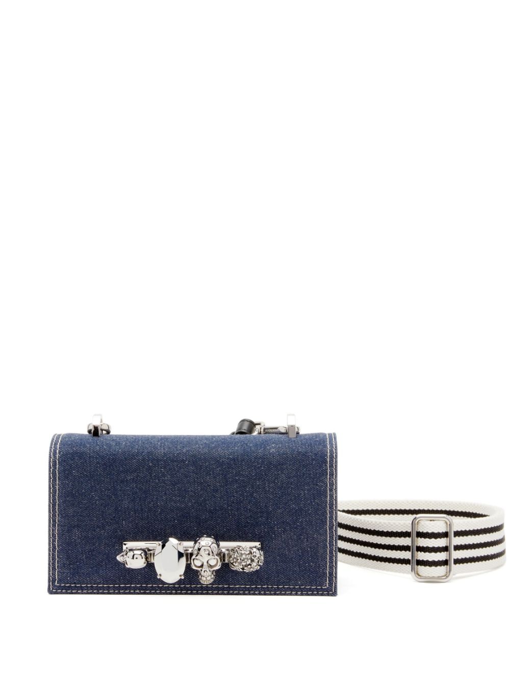 Alexander McQueen charm-embellished denim messenger bag