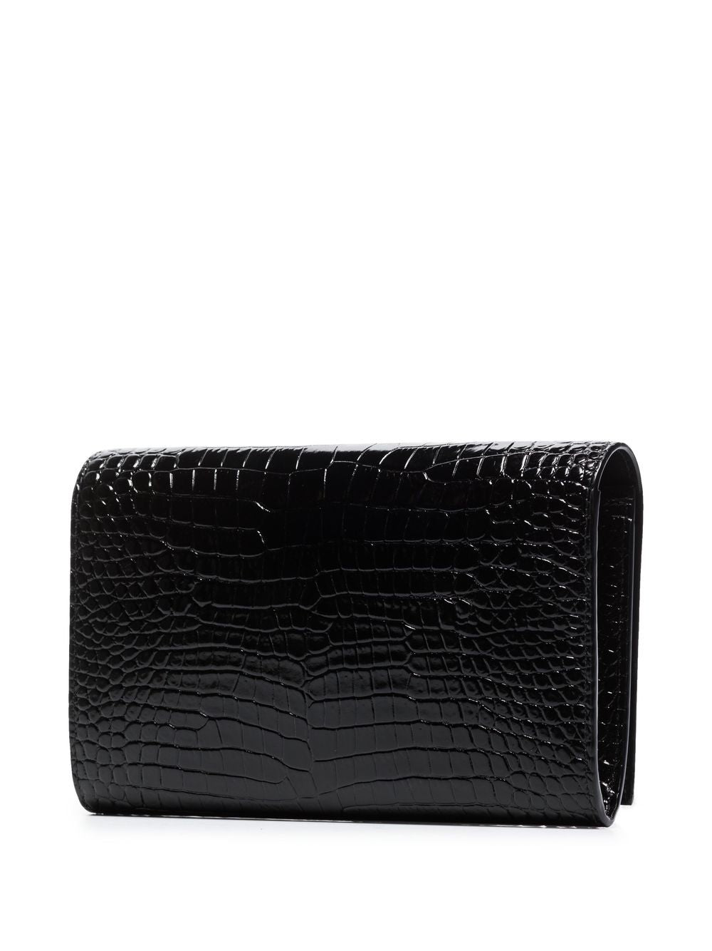 Saint Laurent crocodile-embossed glossy leather crossbody bag