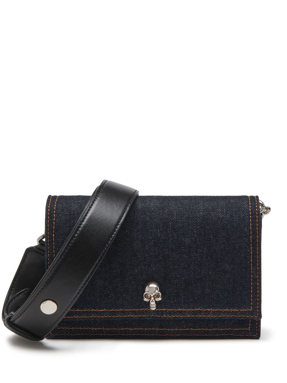 Alexander McQueen small Skull denim satchel bag