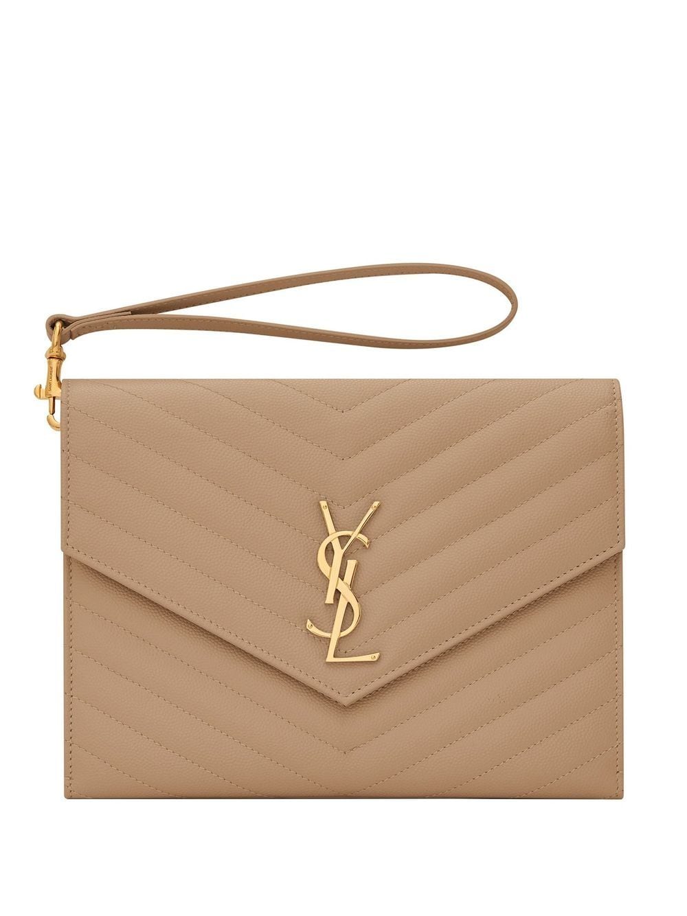 Saint Laurent quilted logo-plaque clutch bag