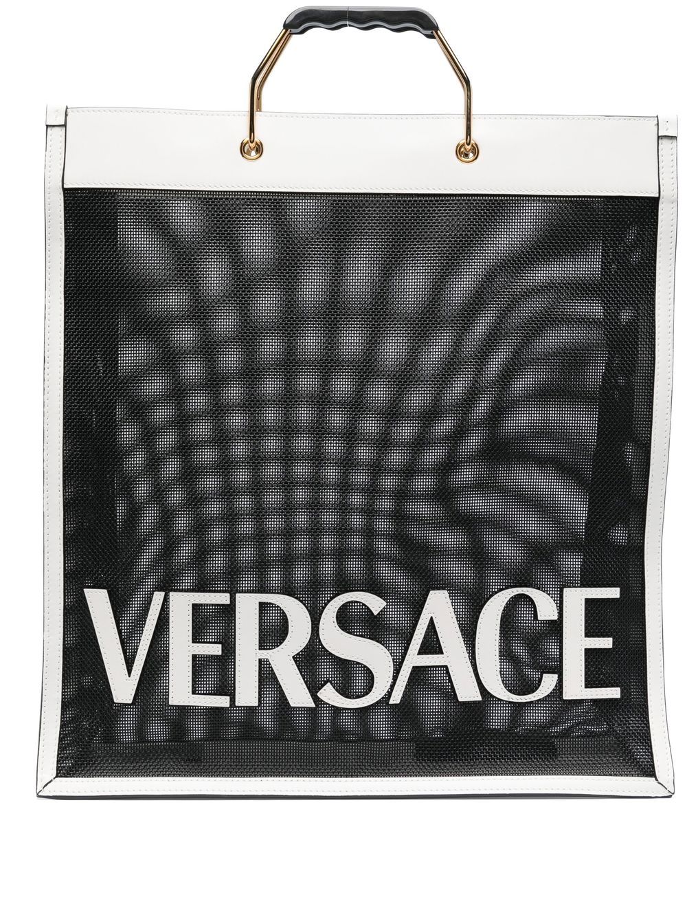 Versace logo-patch mesh tote bag