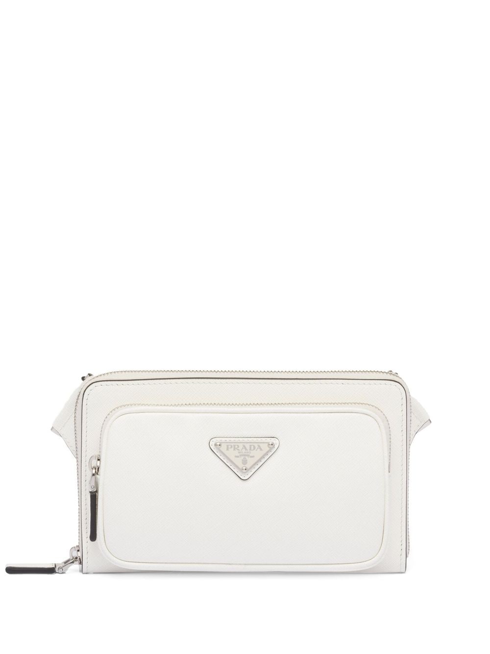 Pra*a logo-plaque leather messenger bag