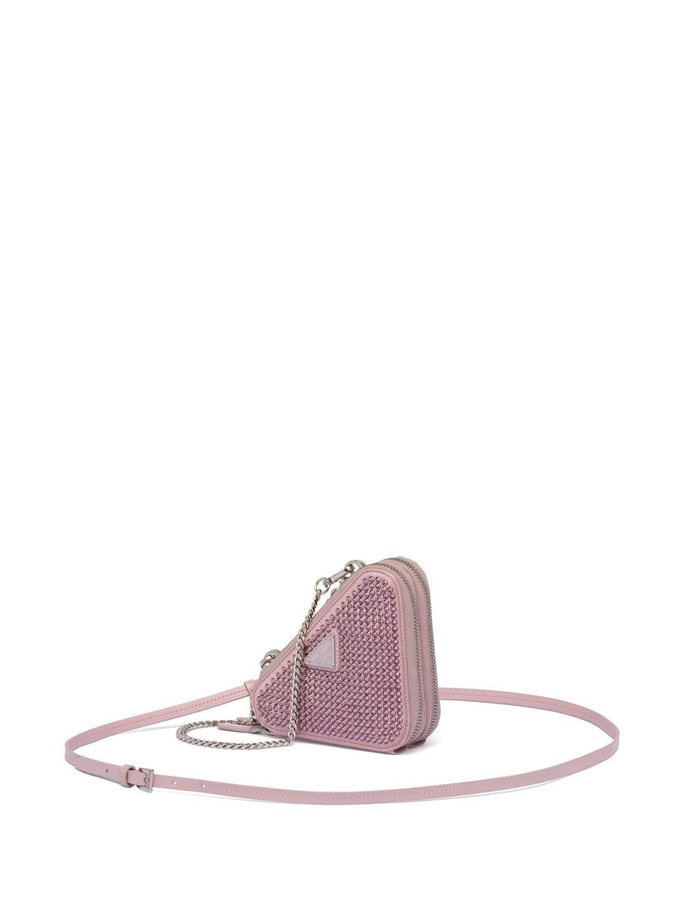 Pra*a mini triangle crystal-embellished crossbody bag