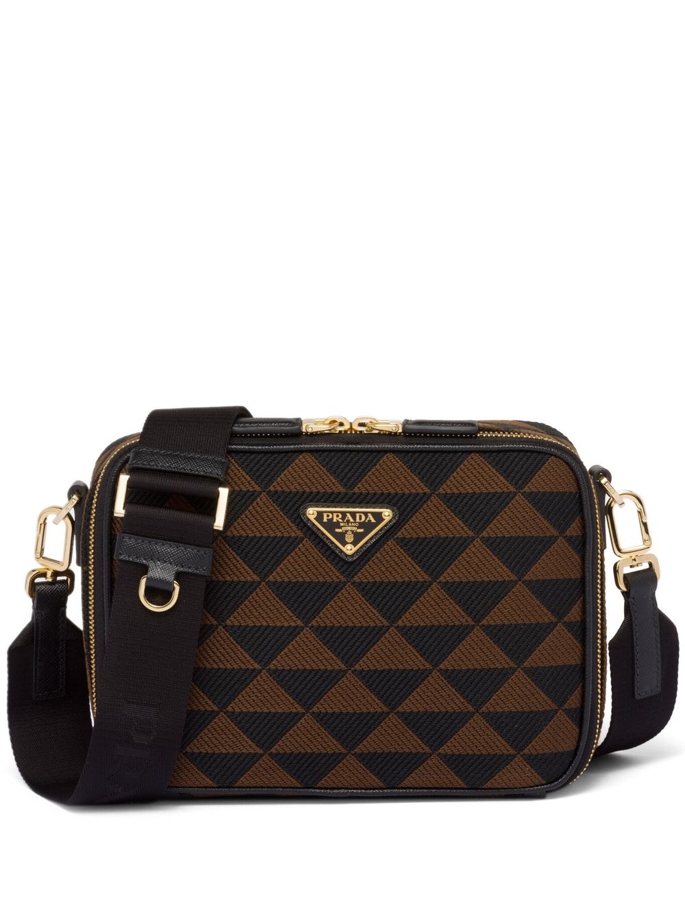 Pra*a symbole embroidered messenger bag