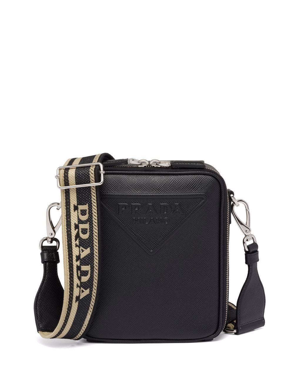 Pra*a logo-embossed saffiano leather bag