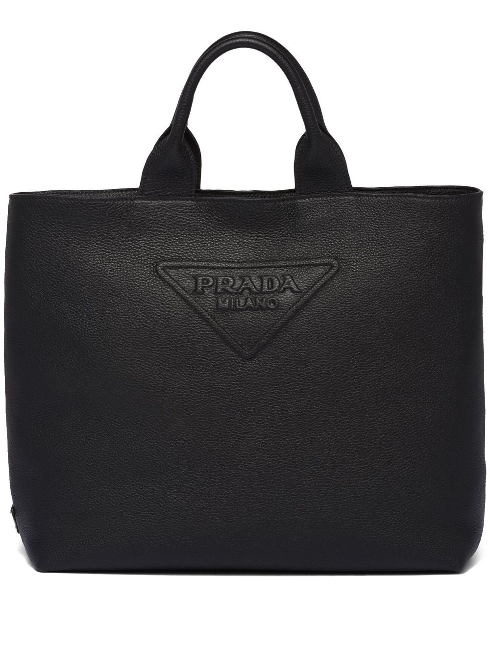 Pra*a logo-embossed leather tote bag