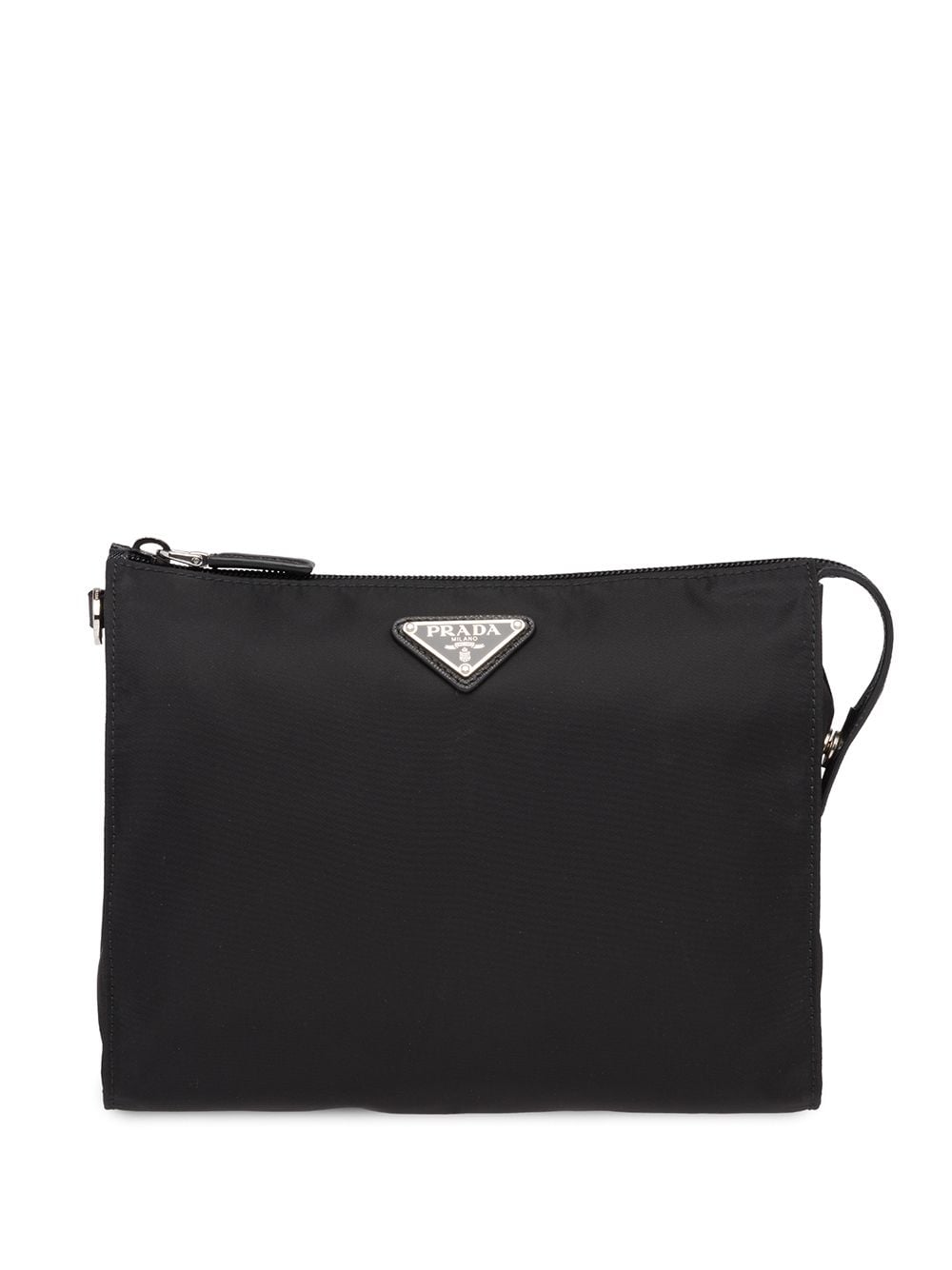 Pra*a re-nylon and saffiano leather pouch