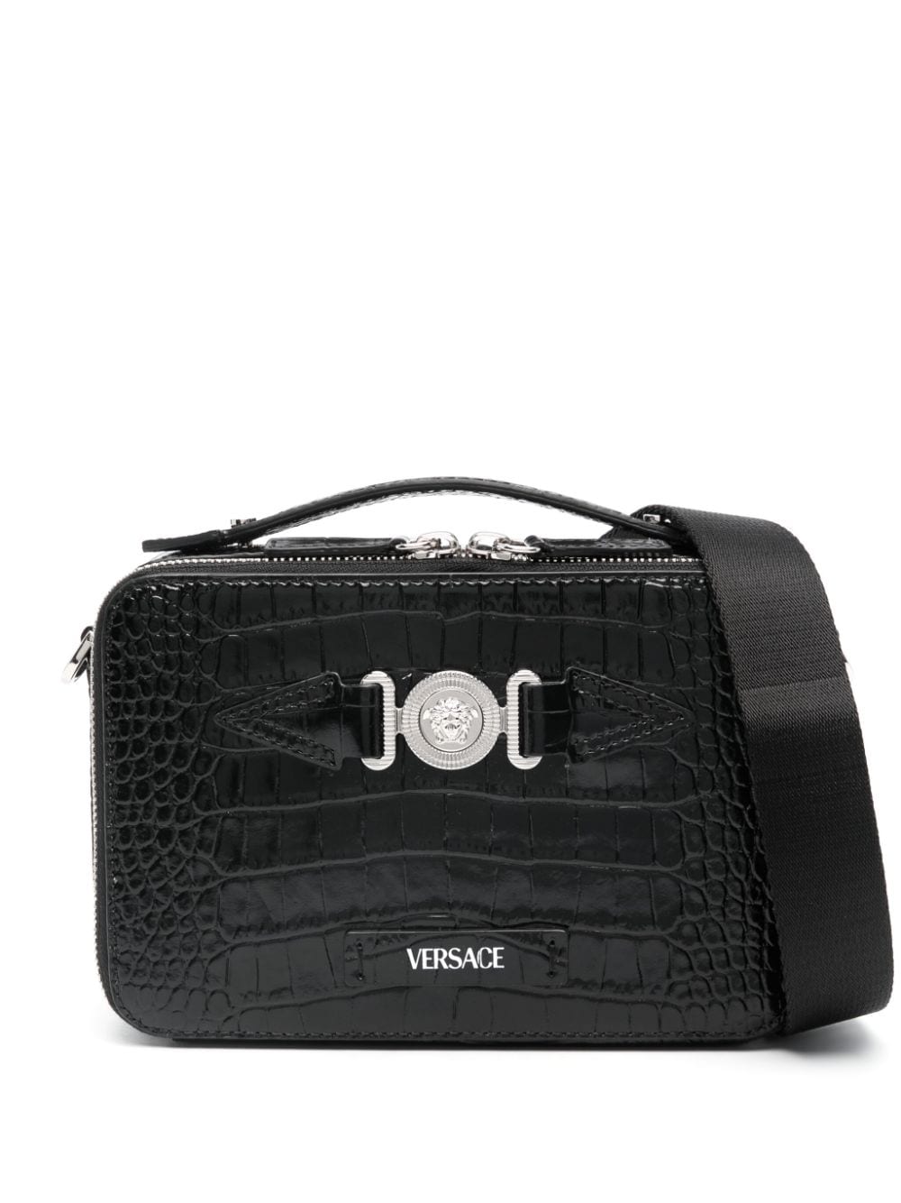 Versace croc-embossed crossbody bag