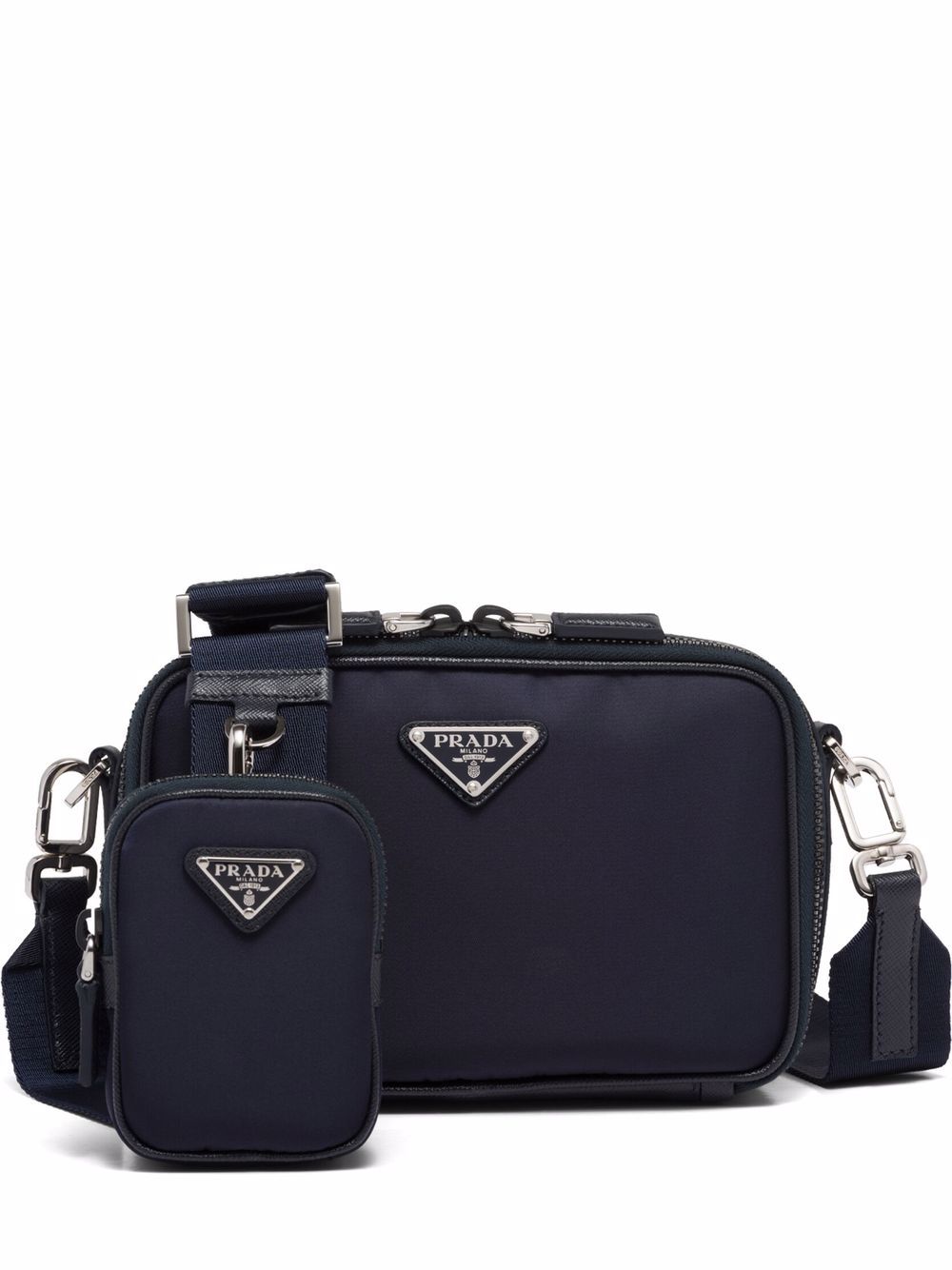 Pra*a triangle-logo brique messenger bag