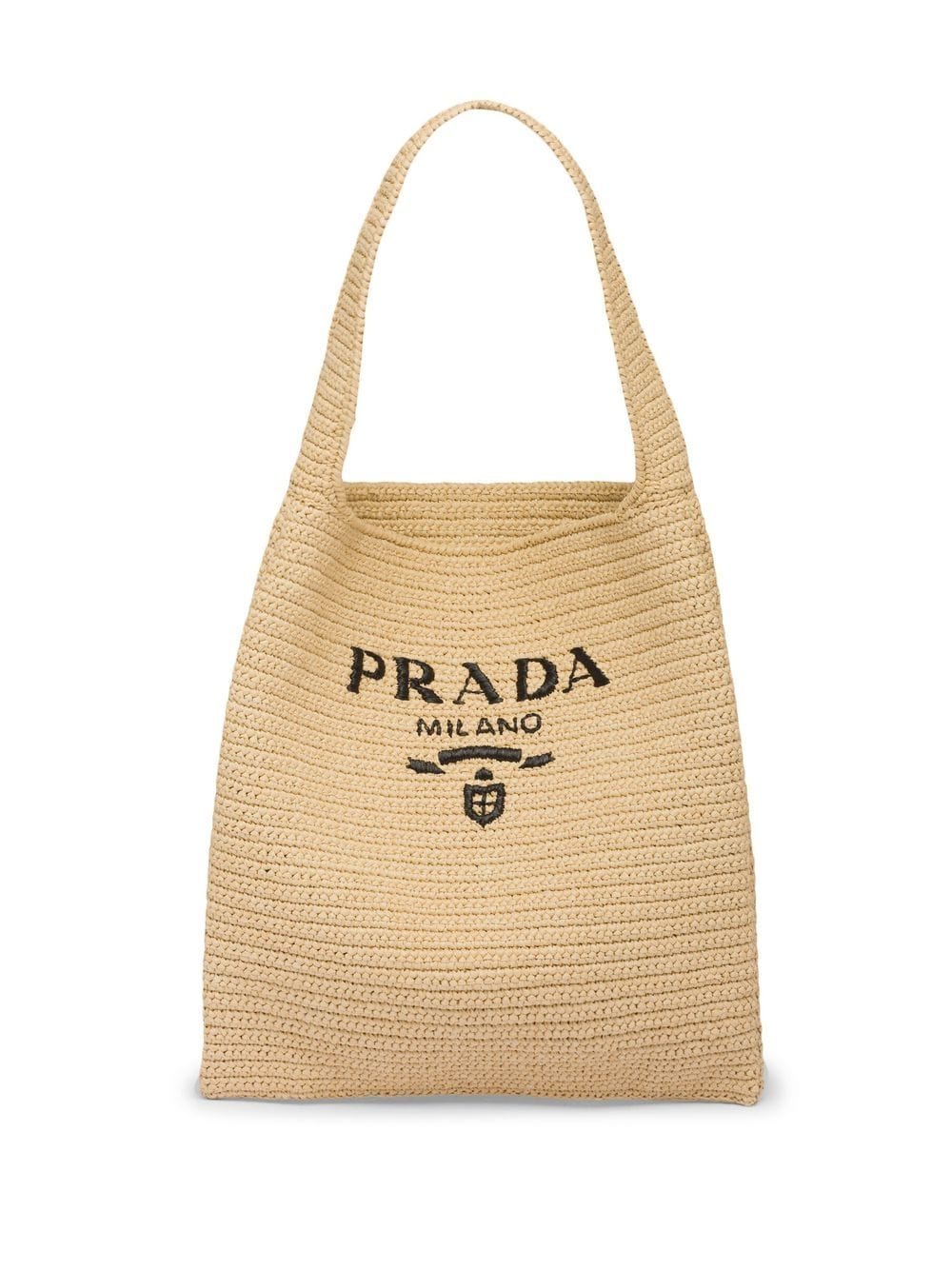 Pra*a logo-embroidered raffia tote bag