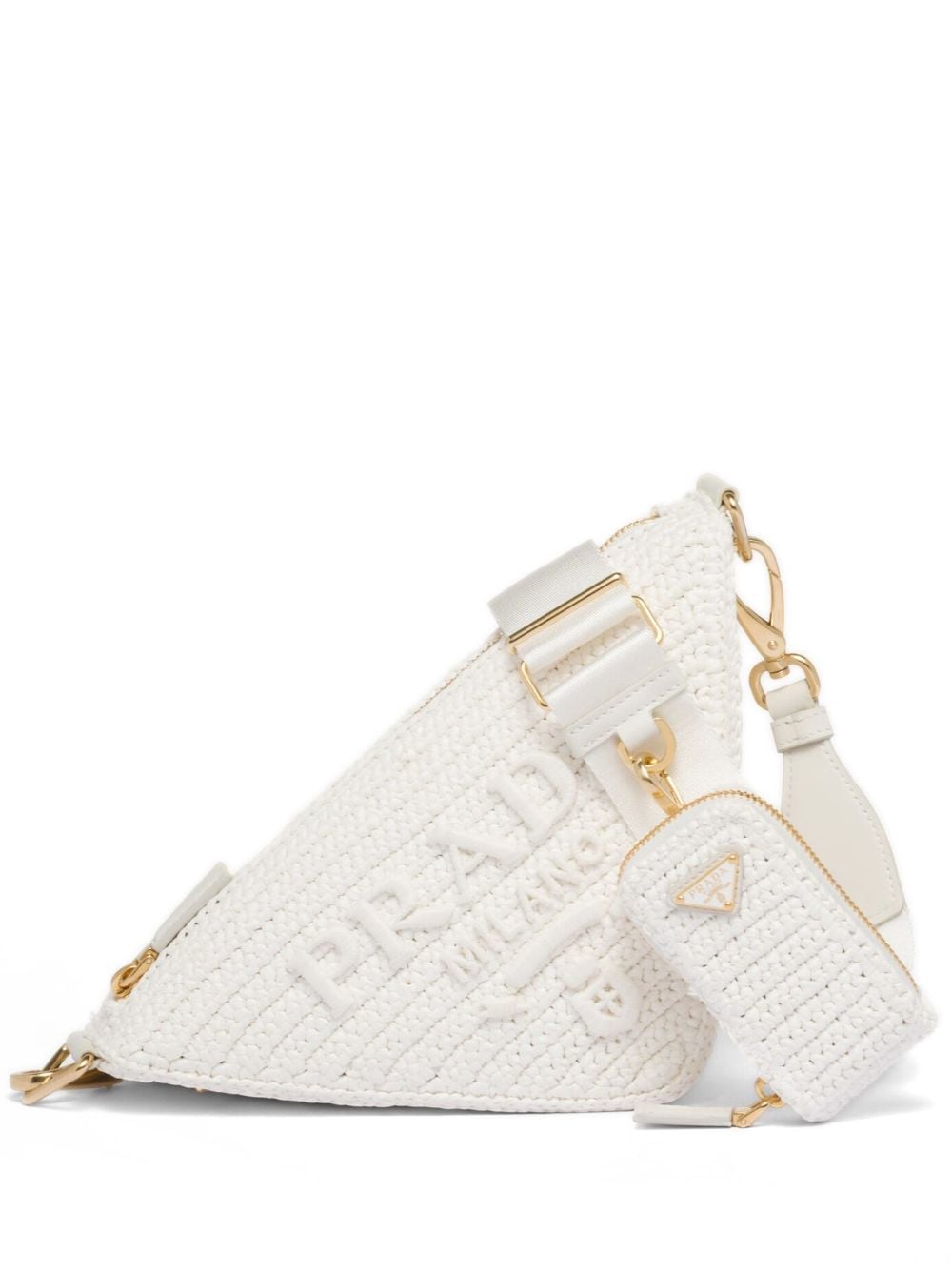 Pra*a triangle logo-embroidered shoulder bag
