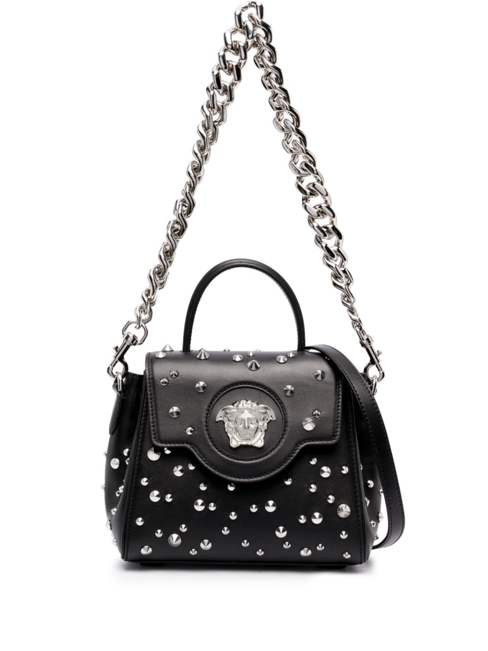 Versace small La Medusa studded top-handle bag