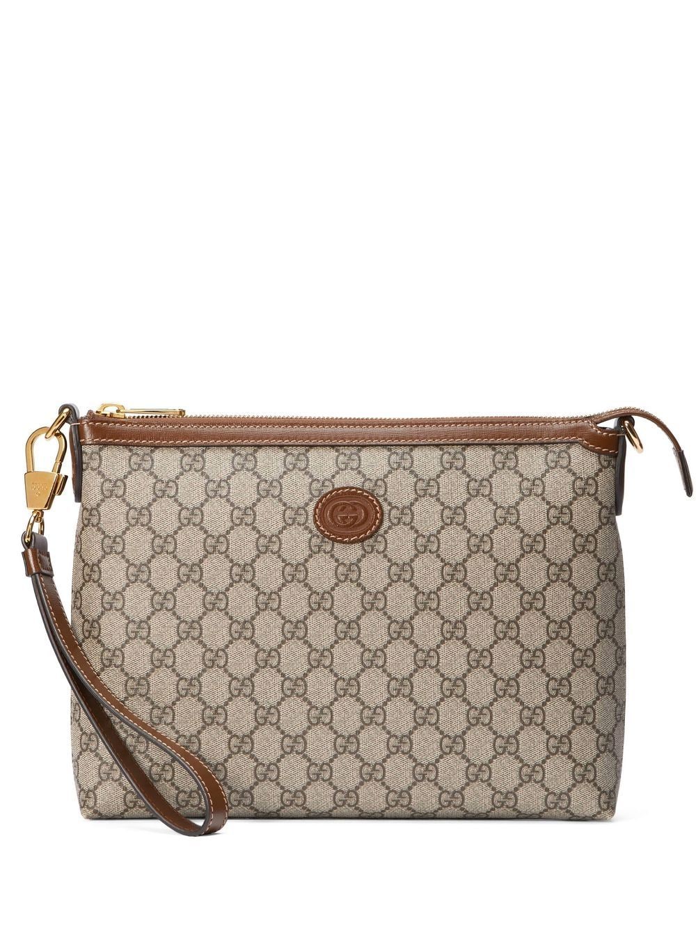 G*u*i interlocking g-print clutch bag