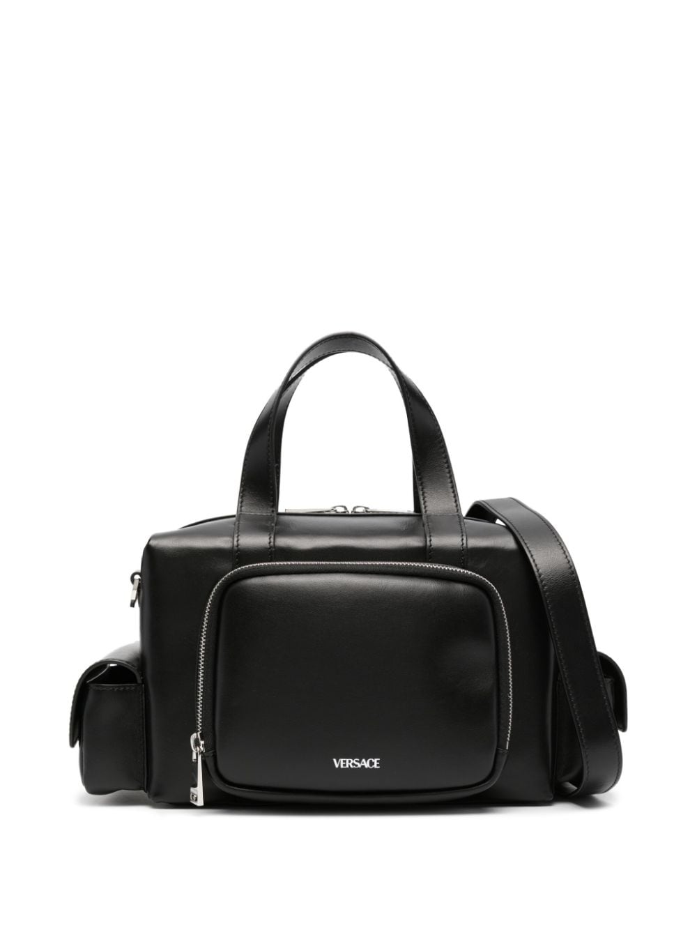 Versace logo-print leather tote bag