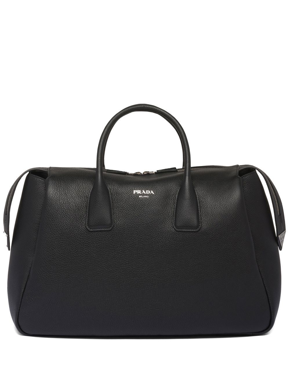 Pra*a triangle logo leather travel bag