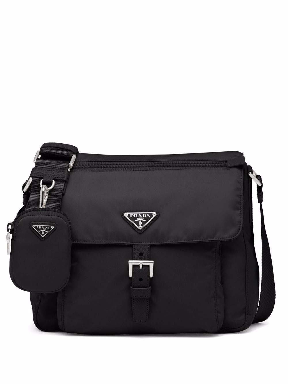 Pra*a re-nylon triangle logo-plaque shoulder bag