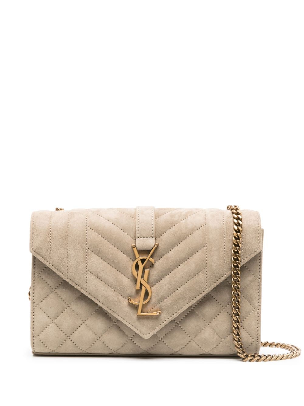 Saint Laurent small Envelope suede quilted shoulder bag