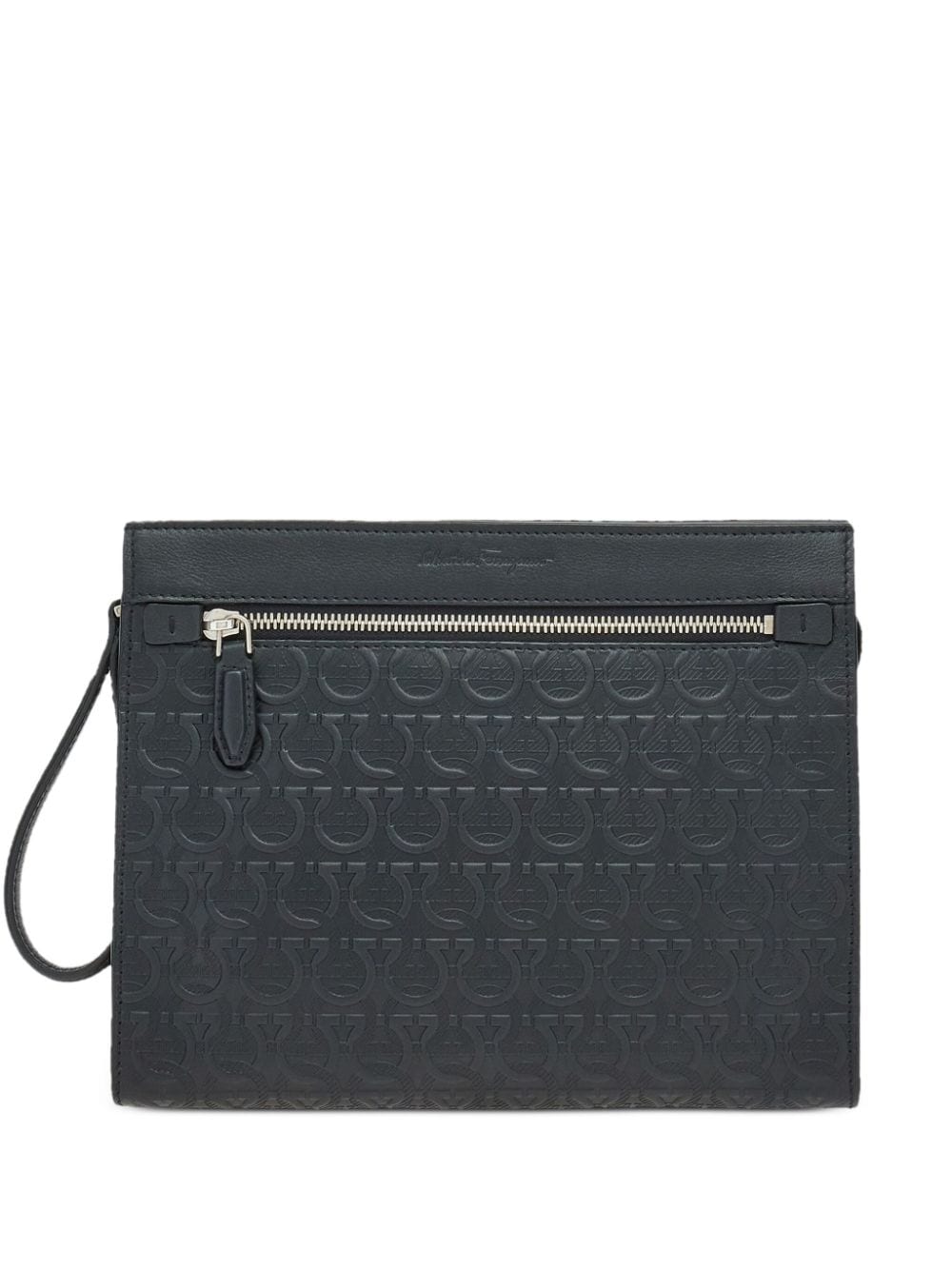 Ferragamo Gancini embossed zipped clutch