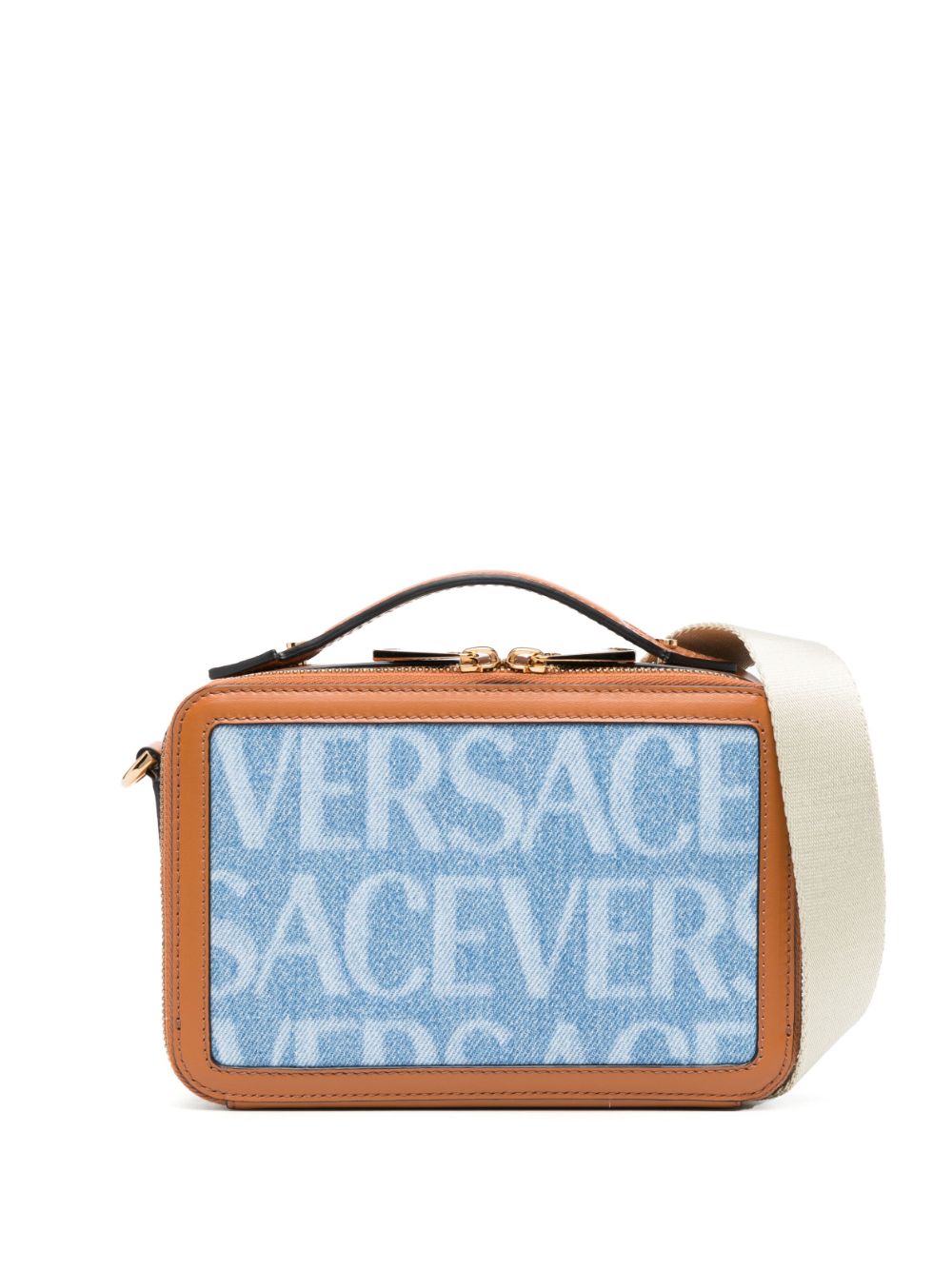 Versace Versace Allover-print denim messenger bag